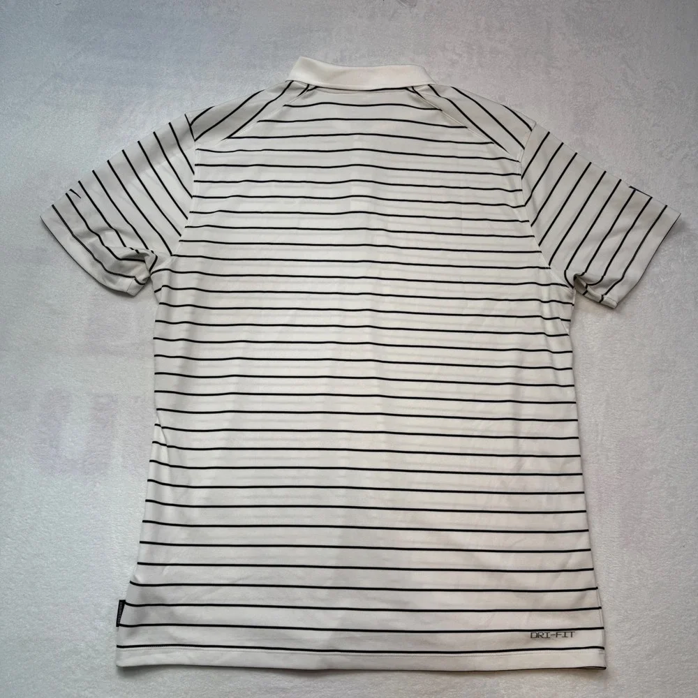 Nike NFL Raiders Polo Shirt Mens Large White Excellent Striped Dri-FIT Logo